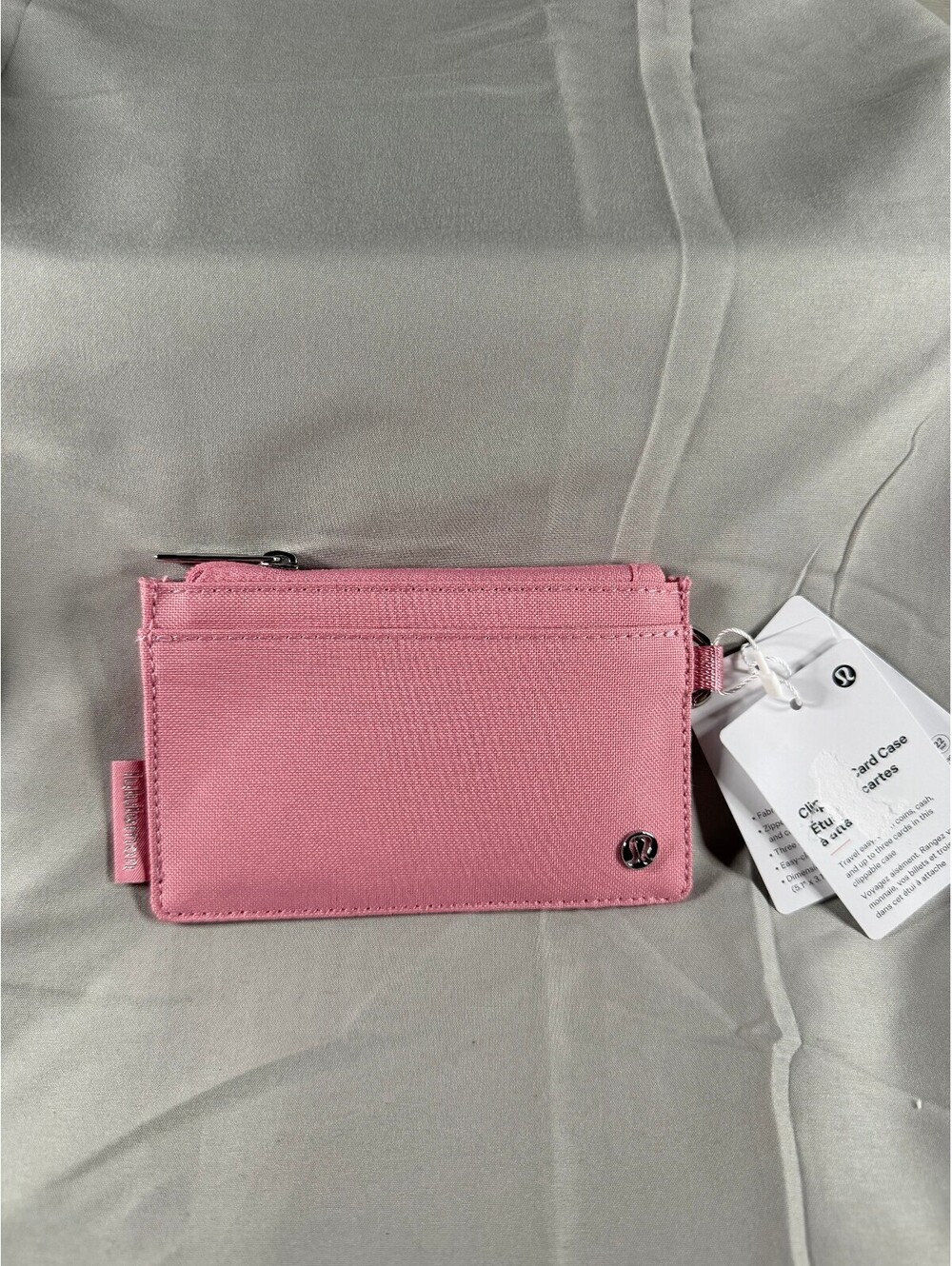 Lululemon Clippable Card Case in Pink Tide with Silver Hardware